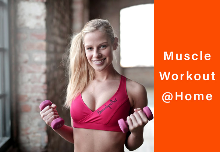 women muscle building workout routine at home