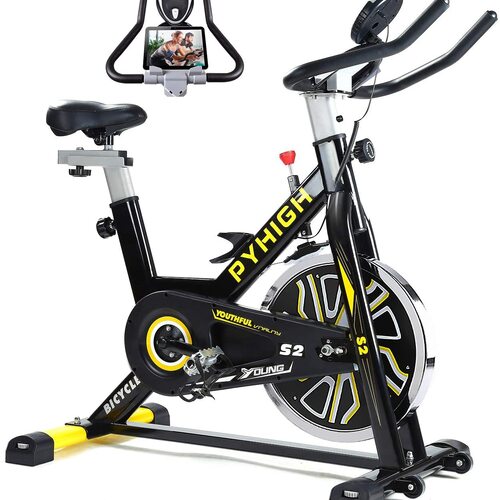 PYHIGH Indoor Cycling Bike Belt Drive Stationary Bicycle