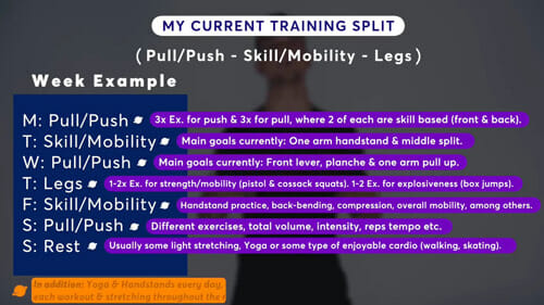 My daily split training