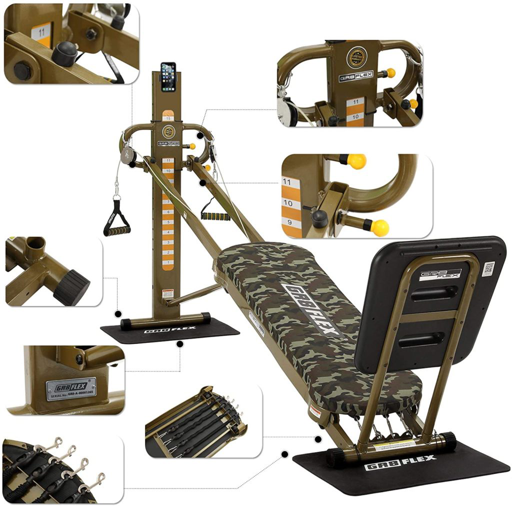 A fitness equipment product with a military theme.